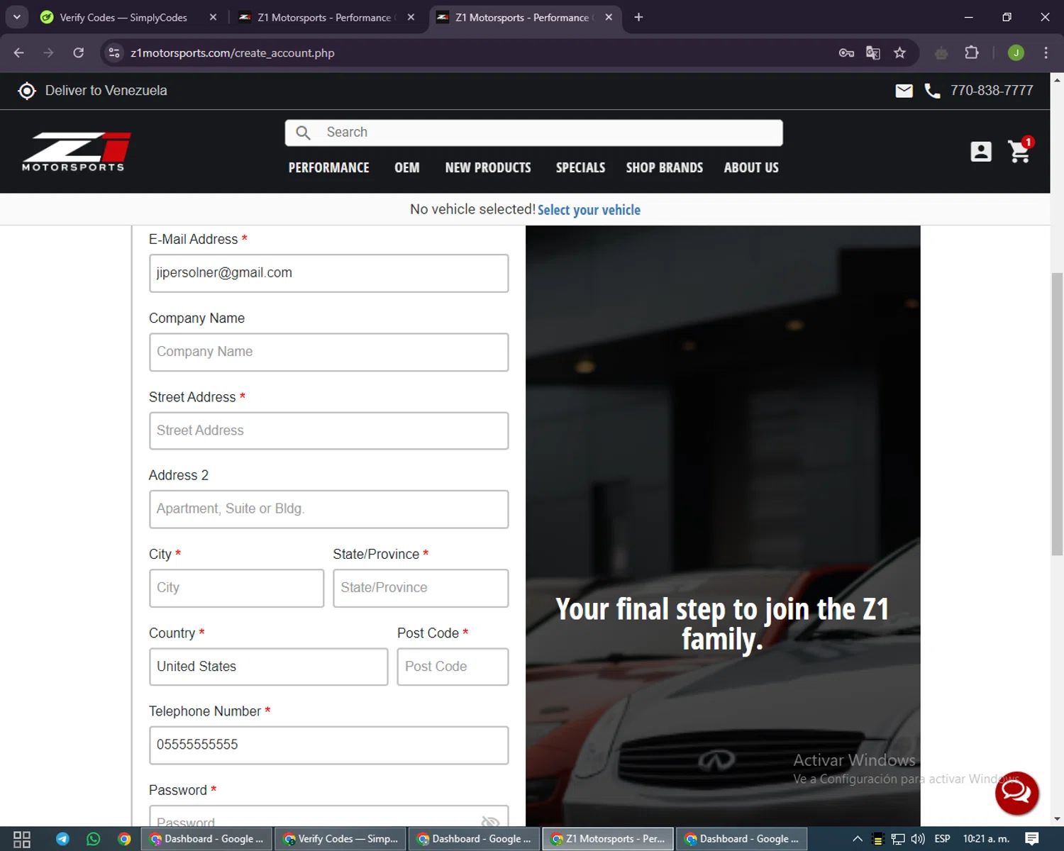 where to use Z1 Motorsports promo code box