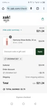 CROWN41307 coupon verification screenshot
