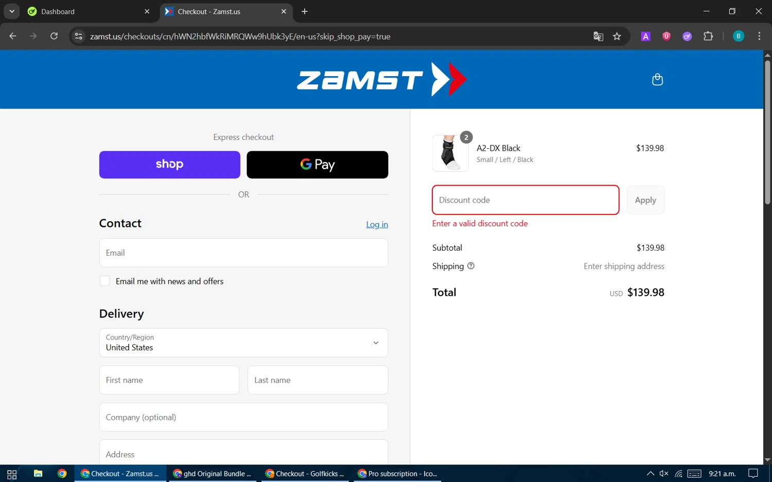 Zamst discount code screenshot showing code LaborDay applied at Zamst checkout page. Uploaded by SimplyCodes community member CleverPilot5845 on Sep 7, 2025