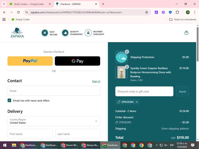 Zapaka checkout page showing Zapaka coupon code box | Screenshot taken by SimplyCodes community member on Sep 15, 2025