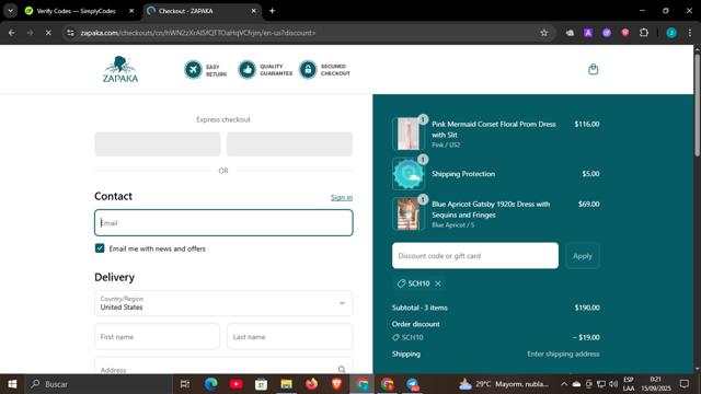 Zapaka checkout page showing Zapaka coupon code box | Screenshot taken by SimplyCodes community member on Sep 15, 2025