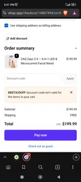 MEETA35OFF coupon verification screenshot