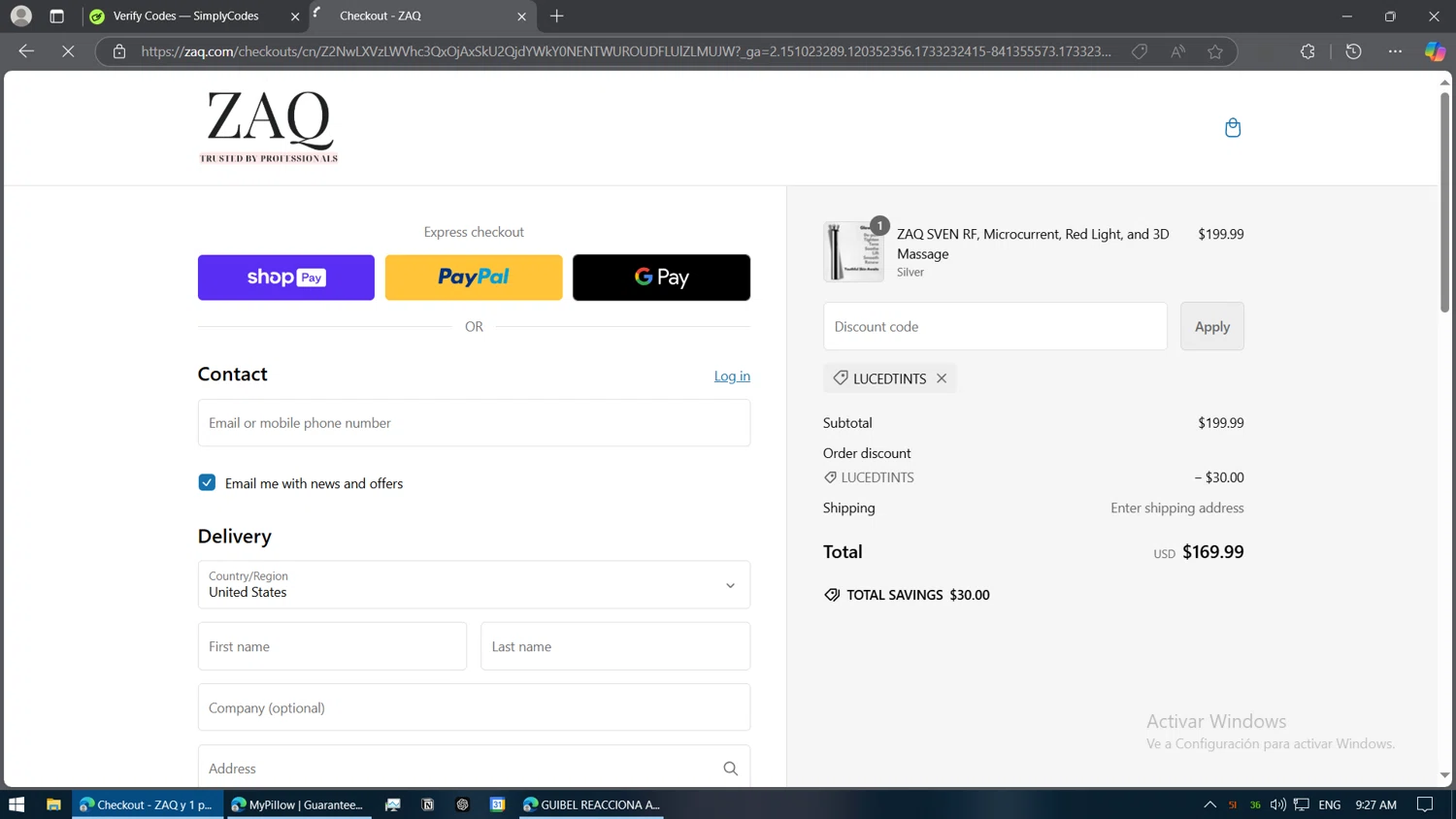 where to use ZAQ promo code box