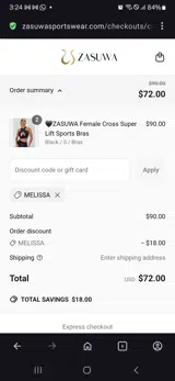 ZASUWA coupon verification screenshot