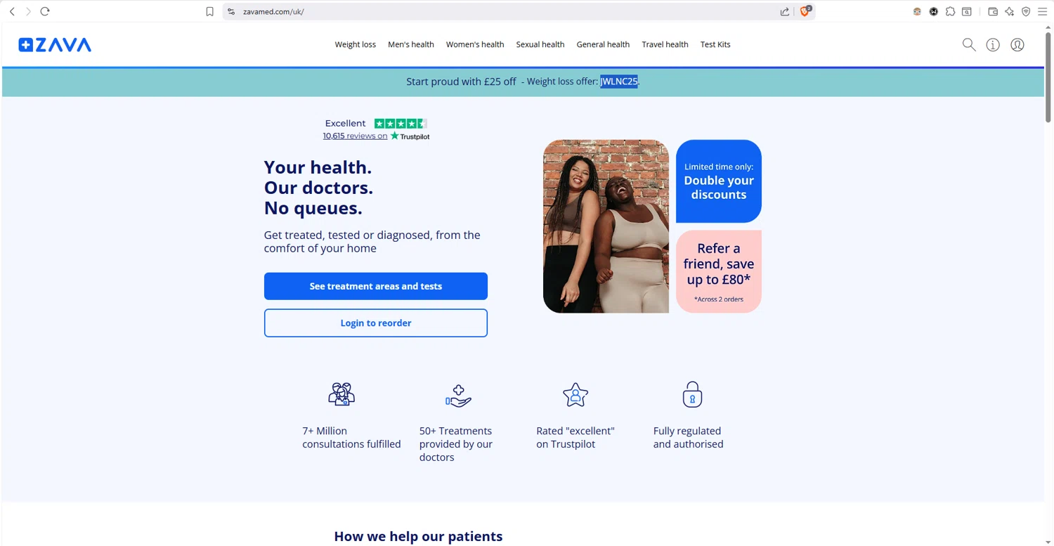 Zava checkout page showing Zava discount code box | Screenshot taken by SimplyCodes community member on Jan 2, 2026