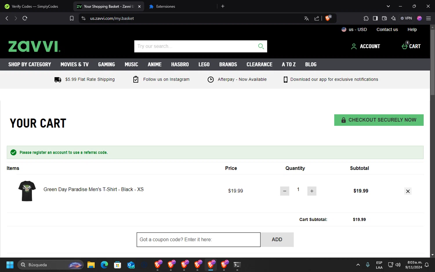 where to use Zavvi US promo code box
