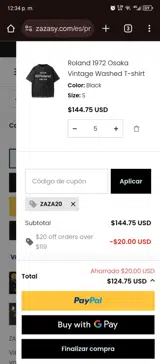 Zaza20 coupon verification screenshot