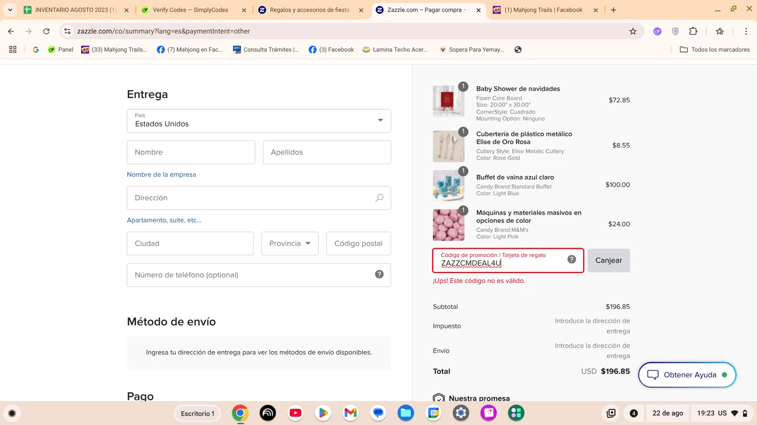 Zazzle promo code screenshot showing code ZAZZCMDEAL4U applied at Zazzle checkout page. Uploaded by SimplyCodes community member ShrewdExpert7367 on Aug 22, 2025