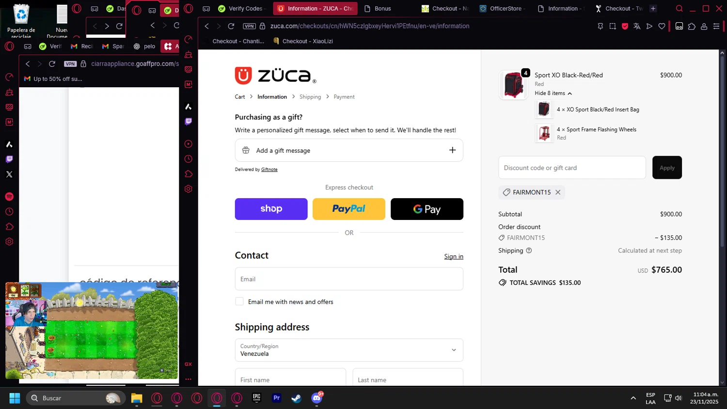 ZÜCA promo code screenshot showing code FAIRMONT15 applied at ZÜCA checkout page. Uploaded by SimplyCodes community member Halanweik on Nov 23, 2025