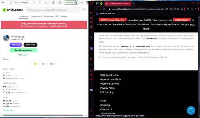zChocolat checkout page showing zChocolat coupon code box | Screenshot taken by SimplyCodes community member on Mar 28, 2025