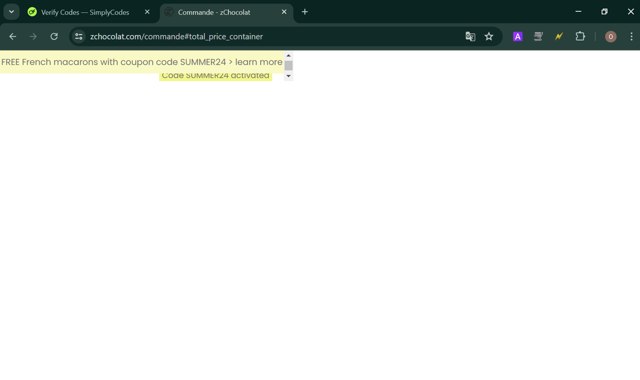 zChocolat checkout page showing zChocolat coupon code box | Screenshot taken by SimplyCodes community member on Jul 18, 2024