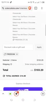 FREEDOM coupon verification screenshot