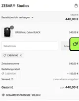 CABIN100 coupon verification screenshot
