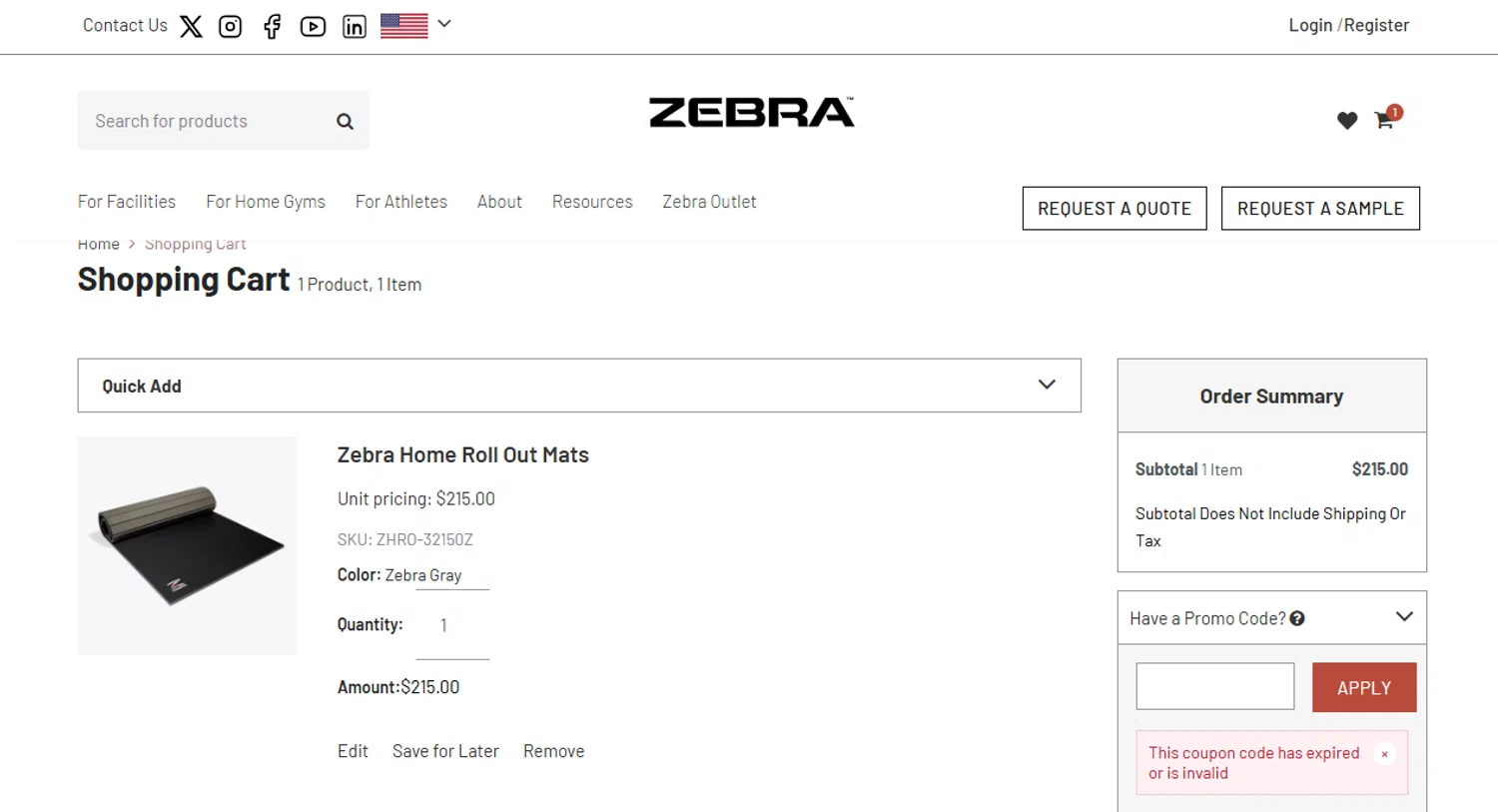 Zebra Athletics coupon code screenshot showing code BLACKFRIDAY25 applied at Zebra Athletics checkout page. Uploaded by SimplyCodes community member Camila on Dec 20, 2025