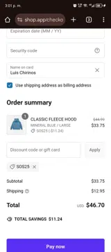 SOS25 coupon verification screenshot