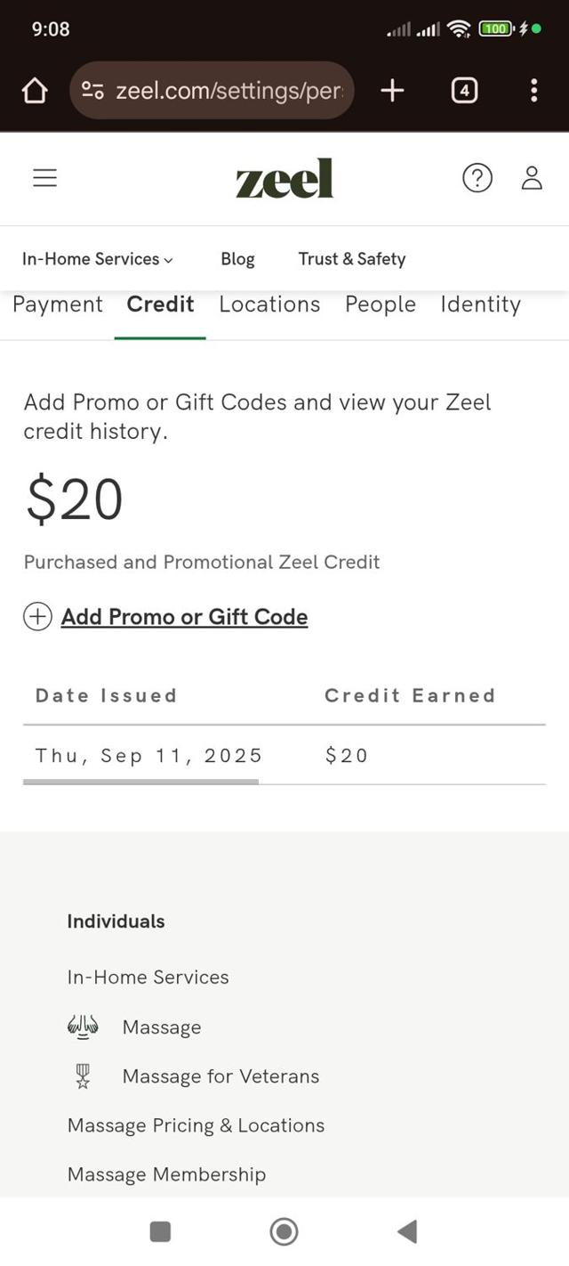 Zeel checkout page showing Zeel promo code box | Screenshot taken by SimplyCodes community member on Sep 11, 2025