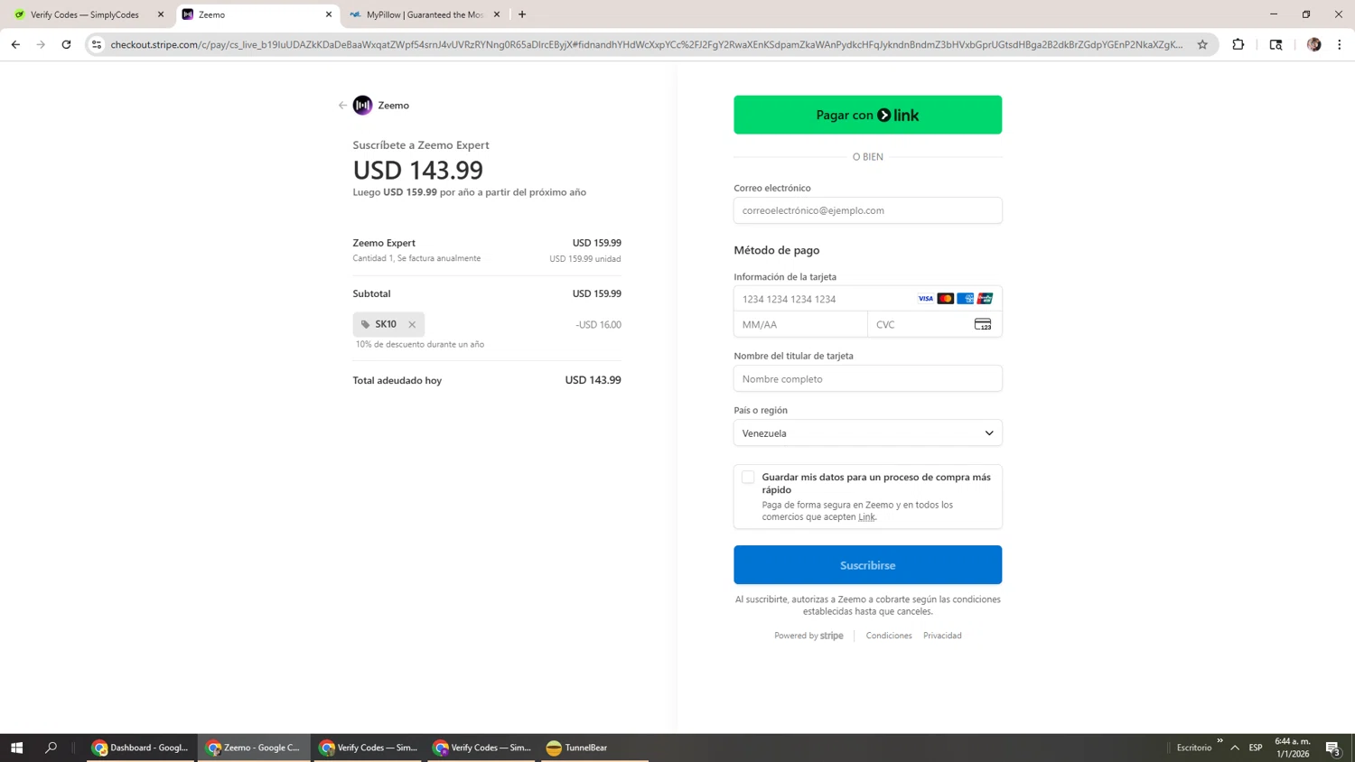 Zeemo checkout page showing Zeemo promo code box | Screenshot taken by SimplyCodes community member on Jan 1, 2026