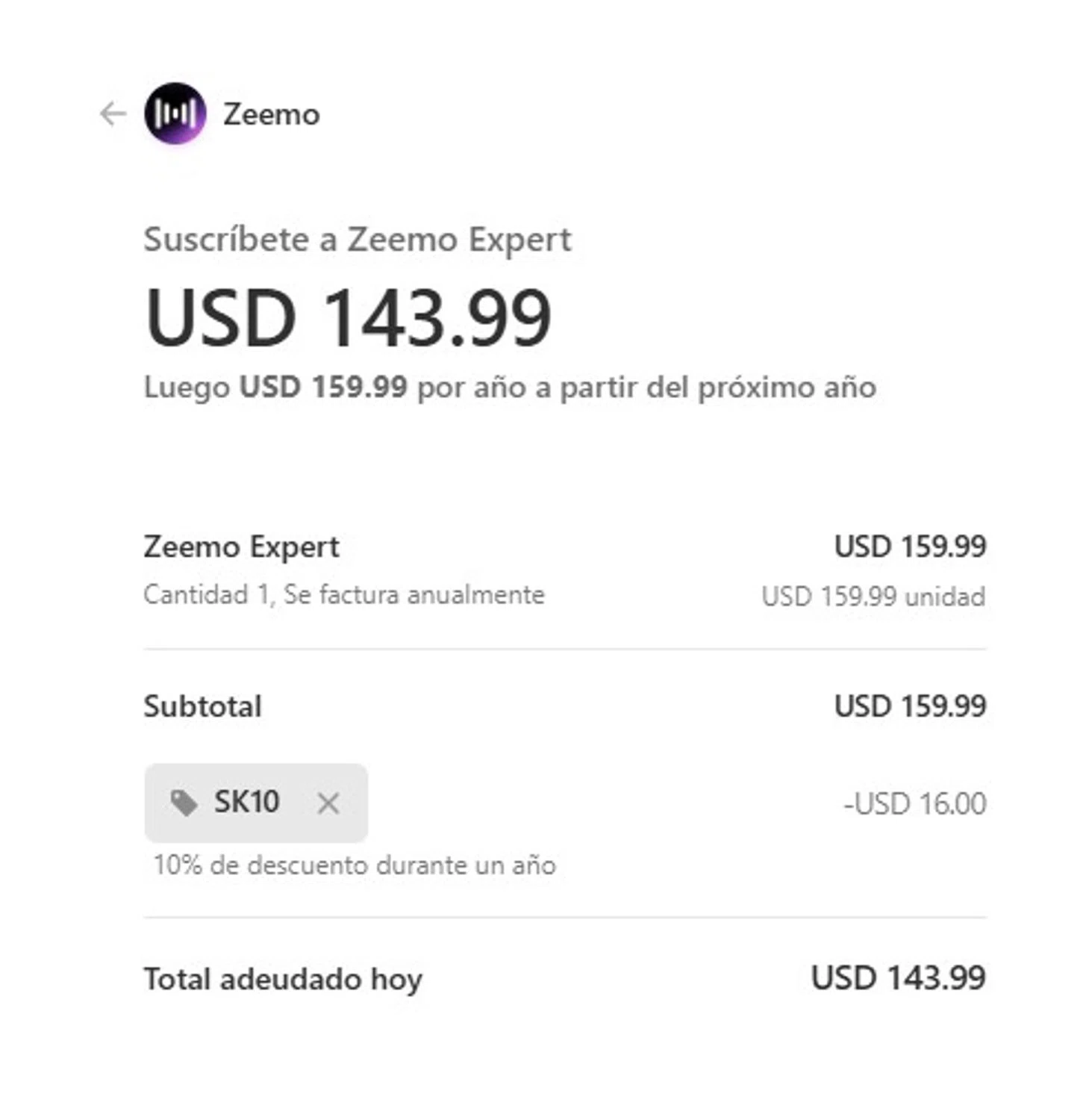 Zeemo checkout page showing Zeemo promo code box | Screenshot taken by SimplyCodes community member on Jan 30, 2026