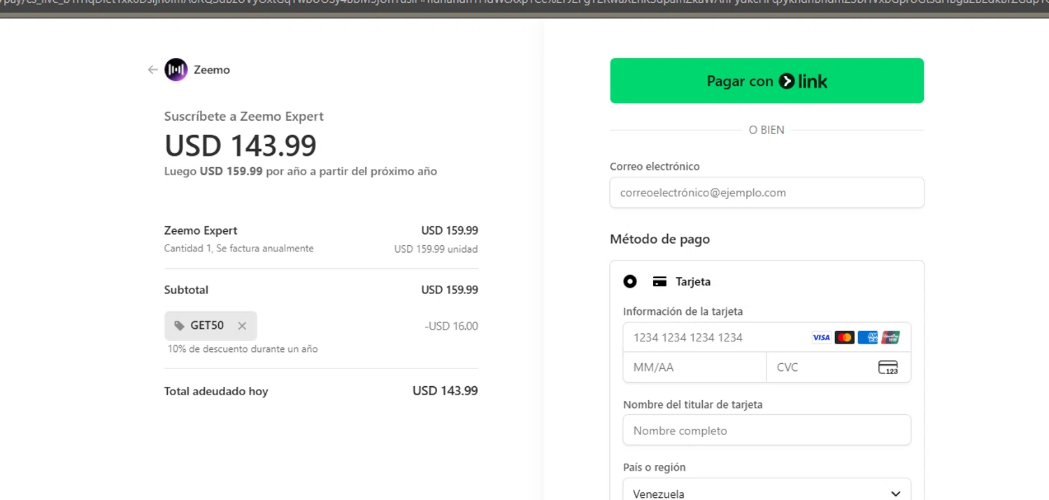 Zeemo promo code screenshot showing code GET50 applied at Zeemo checkout page. Uploaded by SimplyCodes community member RoyalHunter7313 on Nov 24, 2025