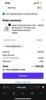 WELCOMEBONUS coupon verification screenshot
