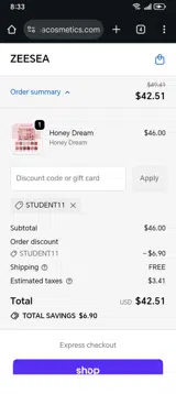 STUDENT11 coupon verification screenshot