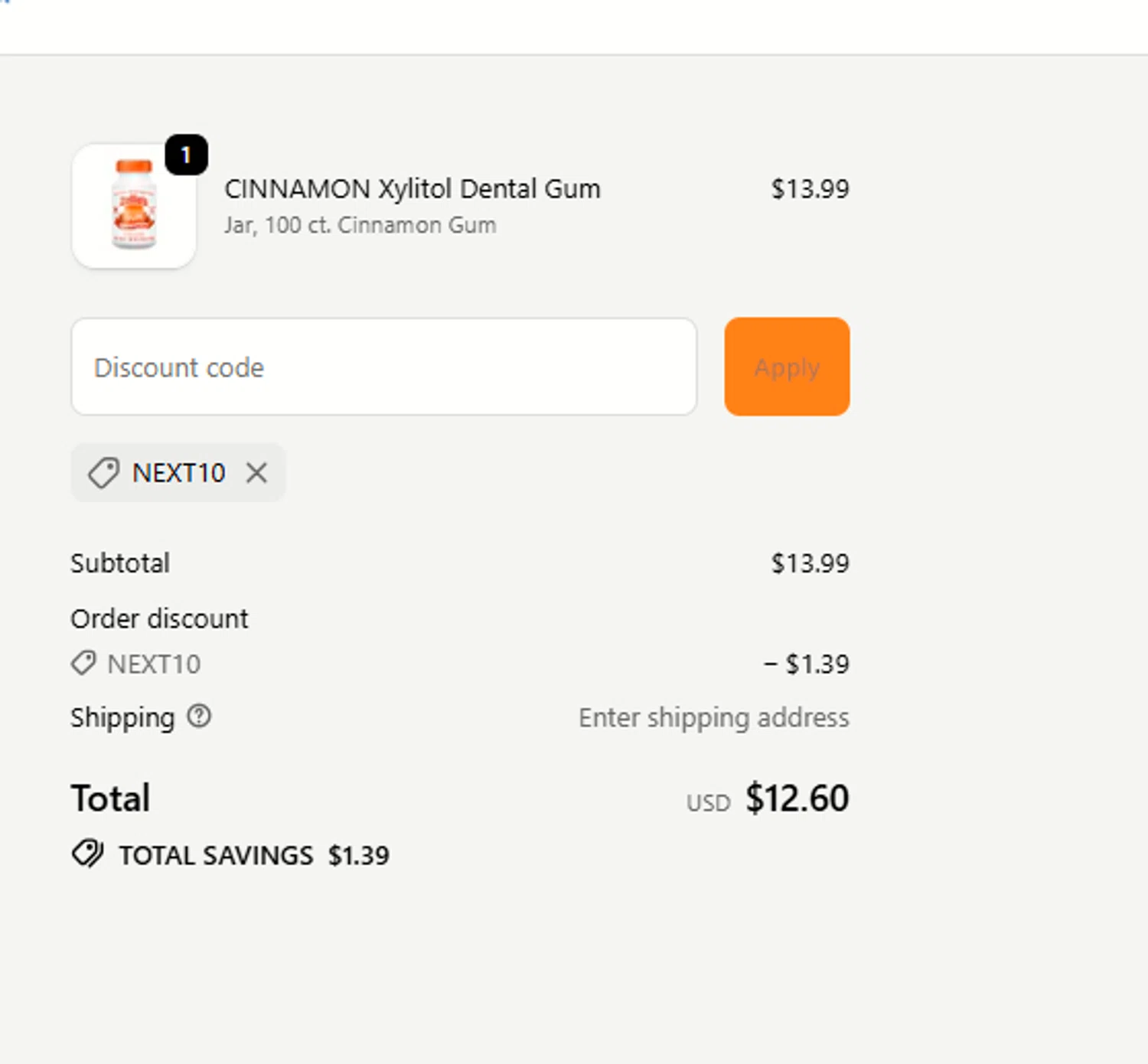 Zellie's discount code screenshot showing code next10 applied at Zellie's checkout page. Uploaded by SimplyCodes community member user__1543 on Oct 3, 2025