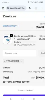 Zemits coupon verification screenshot