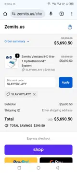 Zemits coupon verification screenshot