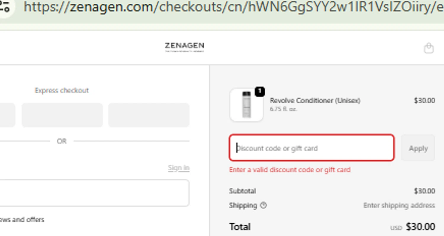 Zenagen coupon code screenshot showing code 40OFF applied at Zenagen checkout page. Uploaded by SimplyCodes community member RewardFinder4836 on Dec 10, 2025