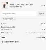 Discount20 coupon verification screenshot