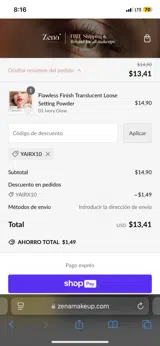 YAIRX10 coupon verification screenshot