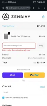 Zenbivy coupon verification screenshot