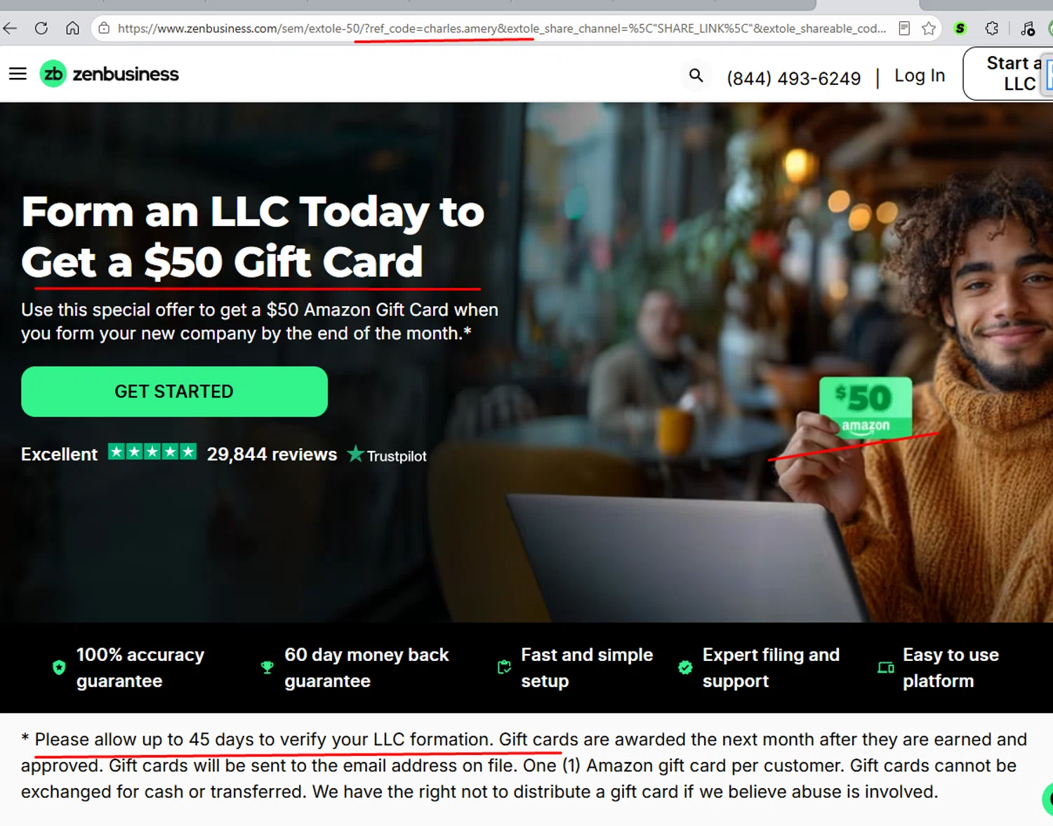 ZenBusiness promo code screenshot showing code charles.amery applied at ZenBusiness checkout page. Uploaded by SimplyCodes community member paola49520 on May 30, 2026