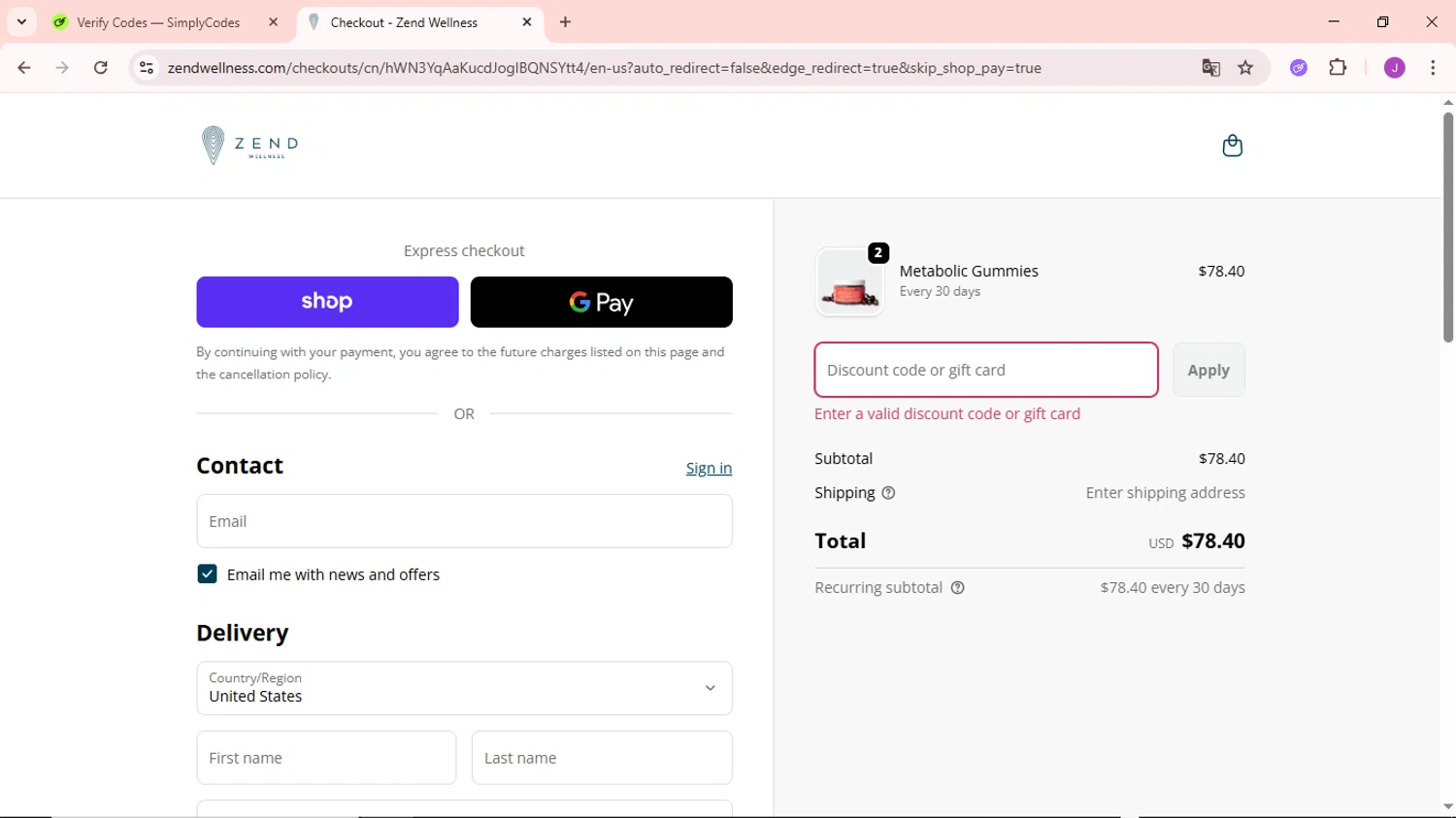 Zend Coffee promo code screenshot showing code KAT20 applied at Zend Coffee checkout page. Uploaded by SimplyCodes community member NobleSaver3560 on Sep 30, 2025