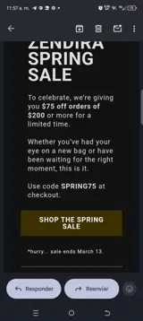 SPRING75 coupon verification screenshot