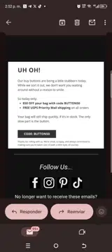 Button50 coupon verification screenshot