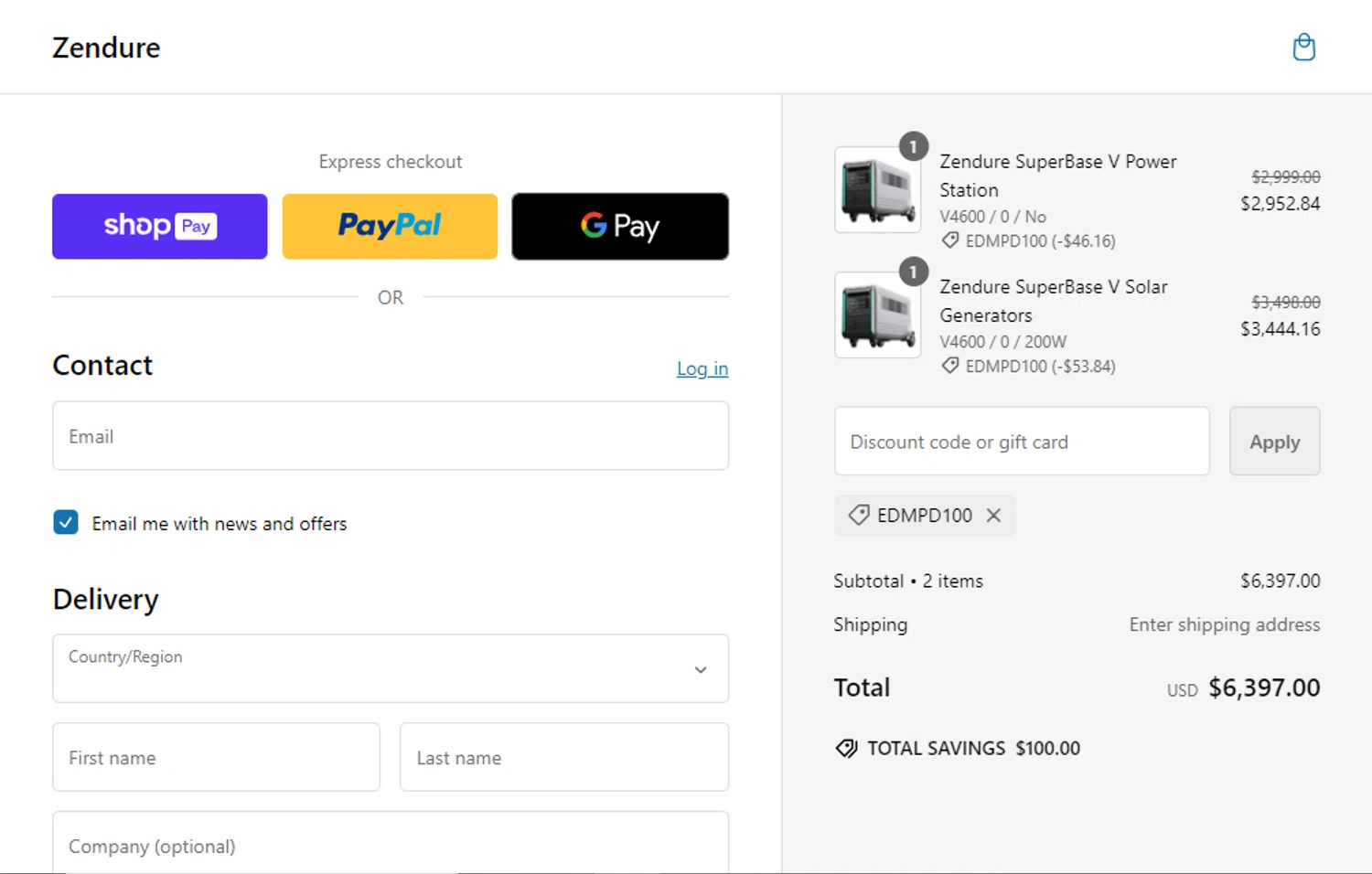 where to use Zendure promo code box