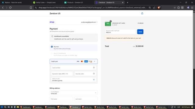 Zendure checkout page showing Zendure coupon code box | Screenshot taken by SimplyCodes community member on Aug 29, 2025