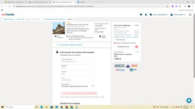 ZenHotels checkout page showing ZenHotels promo code box | Screenshot taken by SimplyCodes community member on Aug 26, 2025