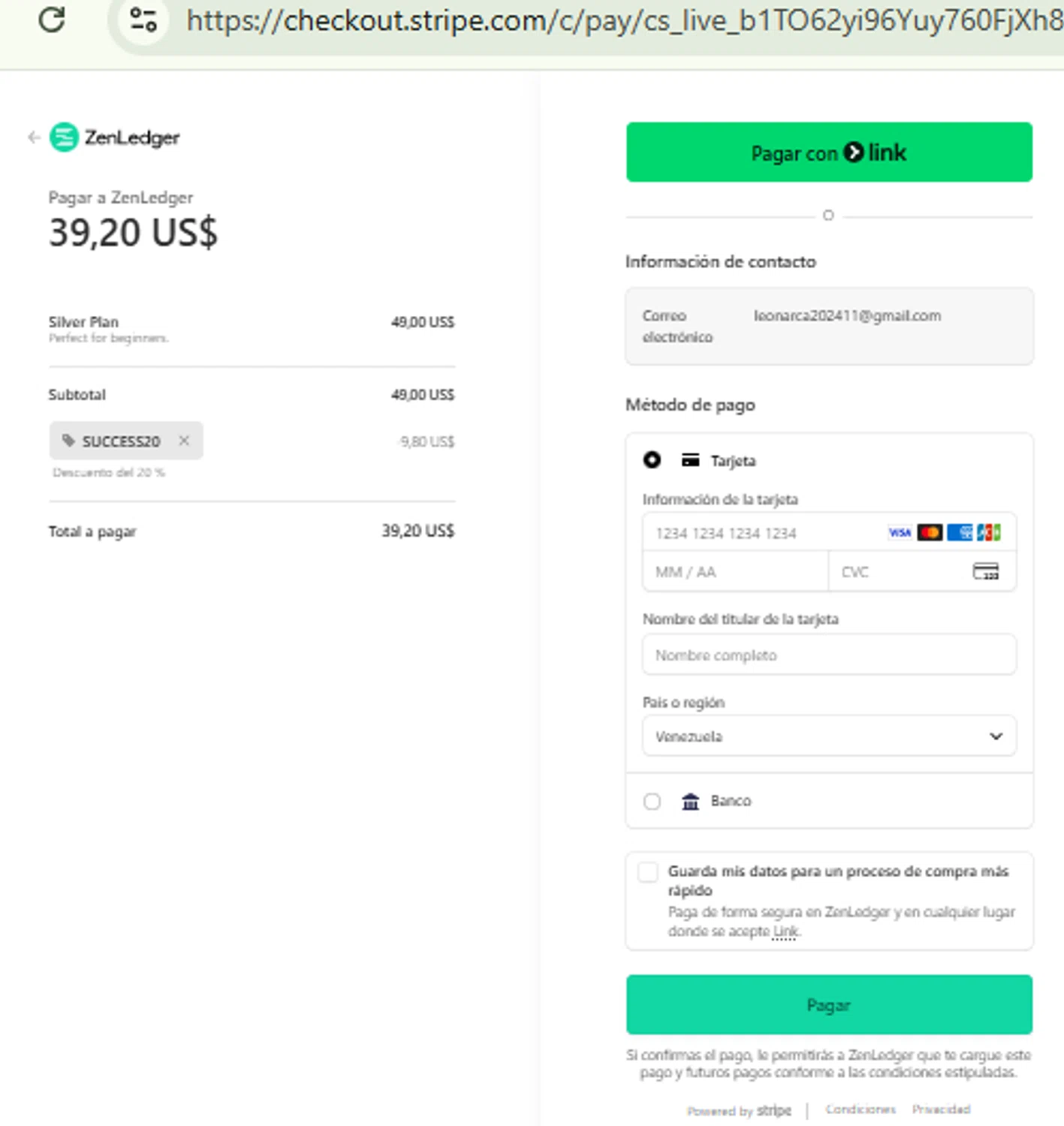 ZenLedger promo code screenshot showing code SUCCESS20 applied at ZenLedger checkout page. Uploaded by SimplyCodes community member RewardFinder4836 on Jan 19, 2026