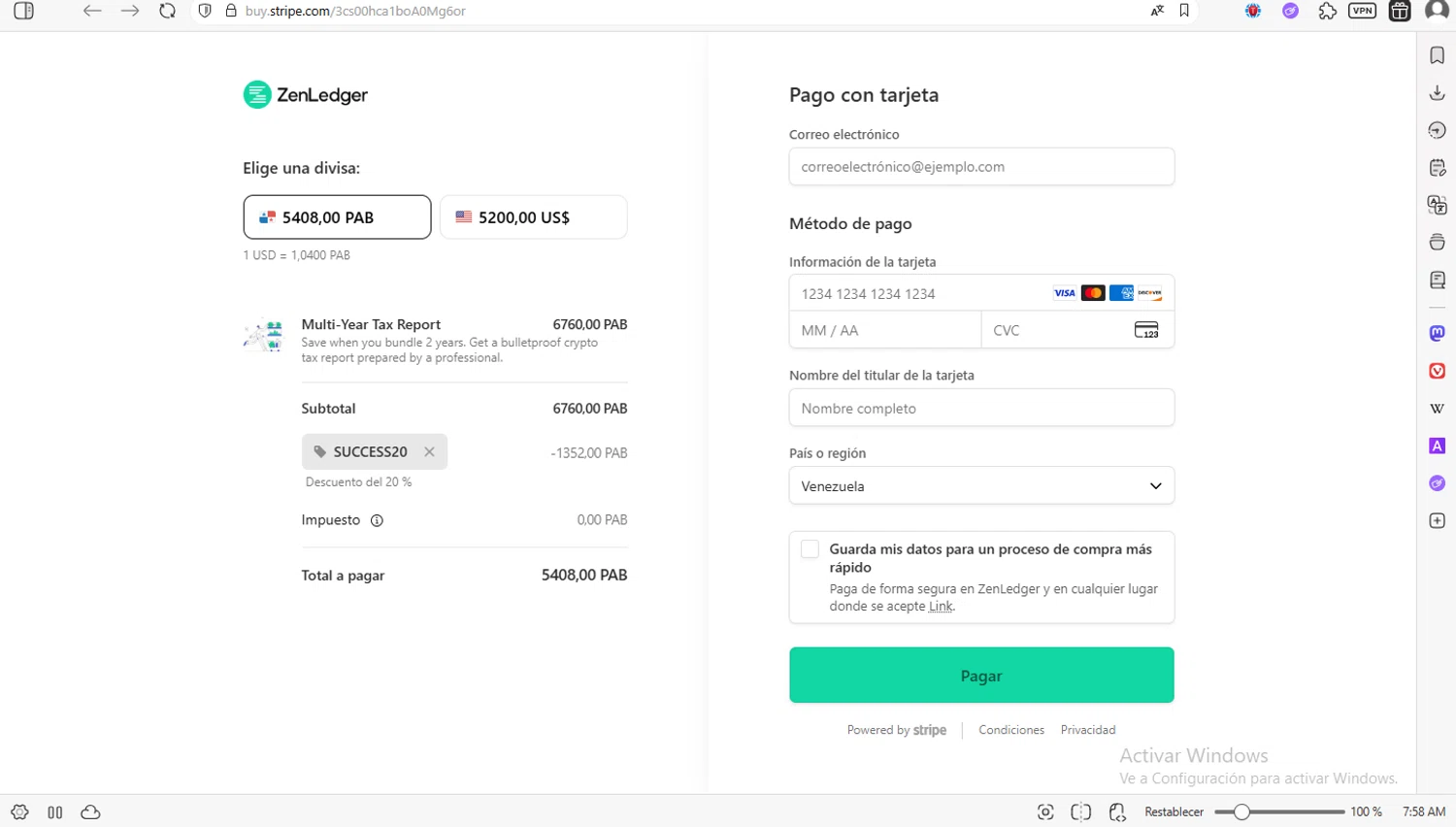 ZenLedger promo code screenshot showing code SUCCESS20 applied at ZenLedger checkout page. Uploaded by SimplyCodes community member luissilva2 on Dec 20, 2025