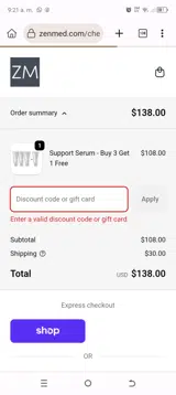 DSSHIP25 coupon verification screenshot