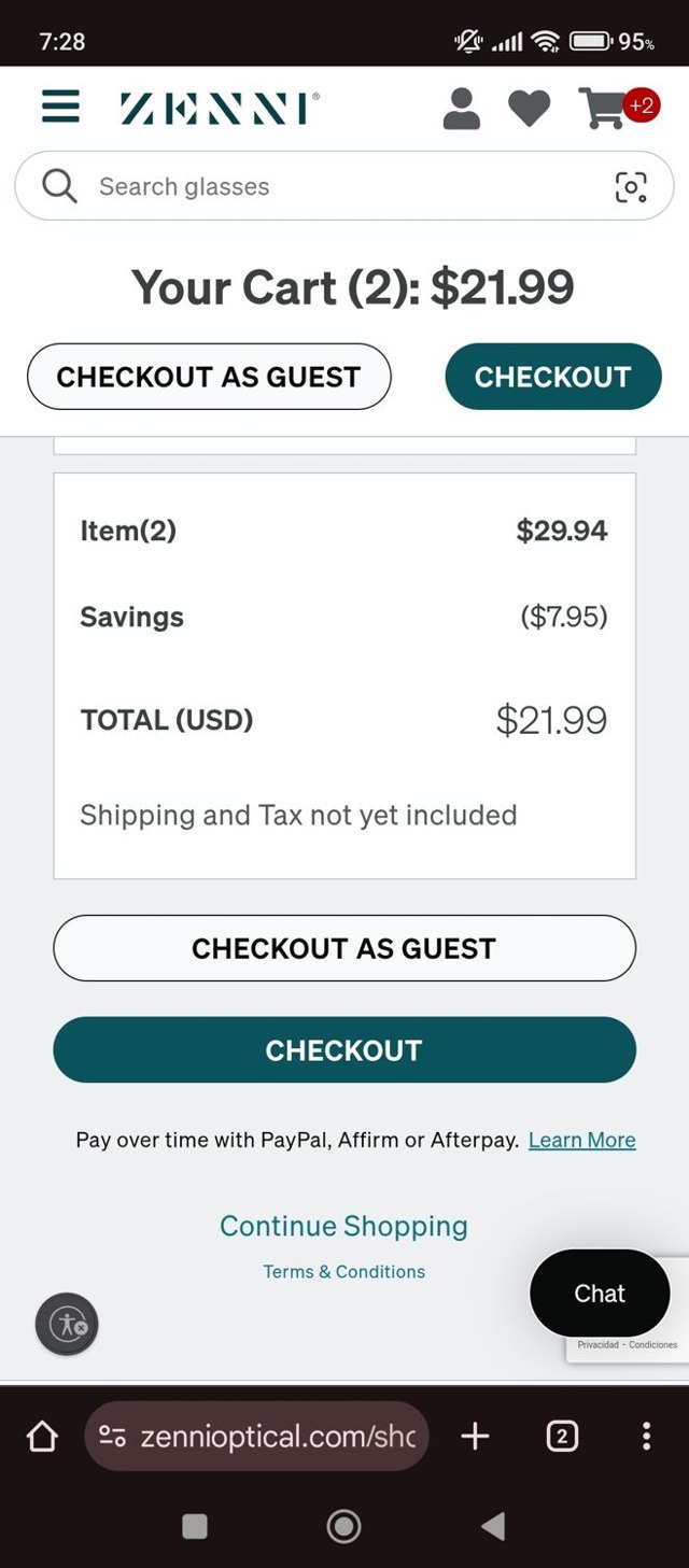 Zenni Optical checkout page showing Zenni Optical promo code box | Screenshot taken by SimplyCodes community member on Aug 29, 2025