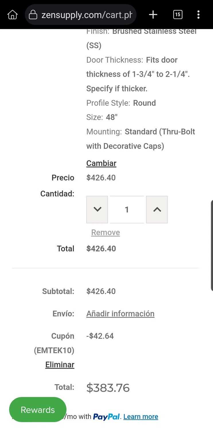 ZenSupply promo code screenshot showing code EMTEK10 applied at ZenSupply checkout page. Uploaded by SimplyCodes community member Carloslvz on Sep 29, 2025