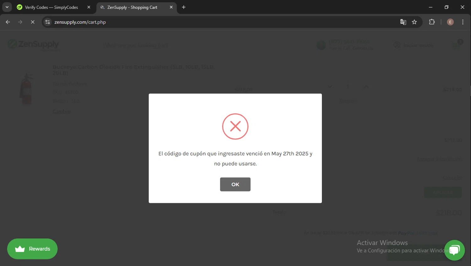 ZenSupply promo code screenshot showing code MEMORIALDAY5 applied at ZenSupply checkout page. Uploaded by SimplyCodes community member Esteban14 on Jul 11, 2025