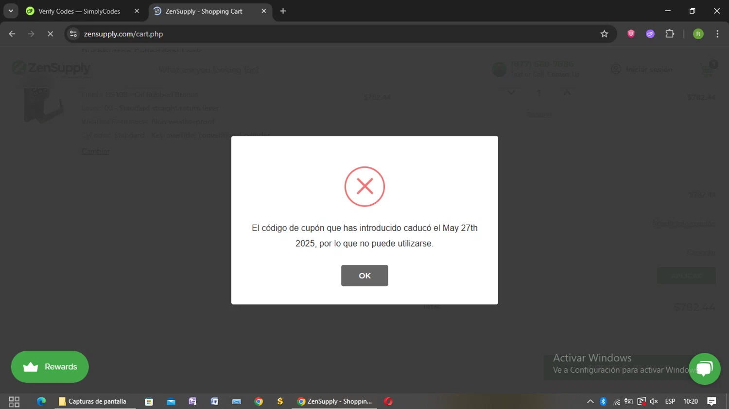 ZenSupply promo code screenshot showing code MEMORIALDAY5 applied at ZenSupply checkout page. Uploaded by SimplyCodes community member Kulomii on Jul 11, 2025