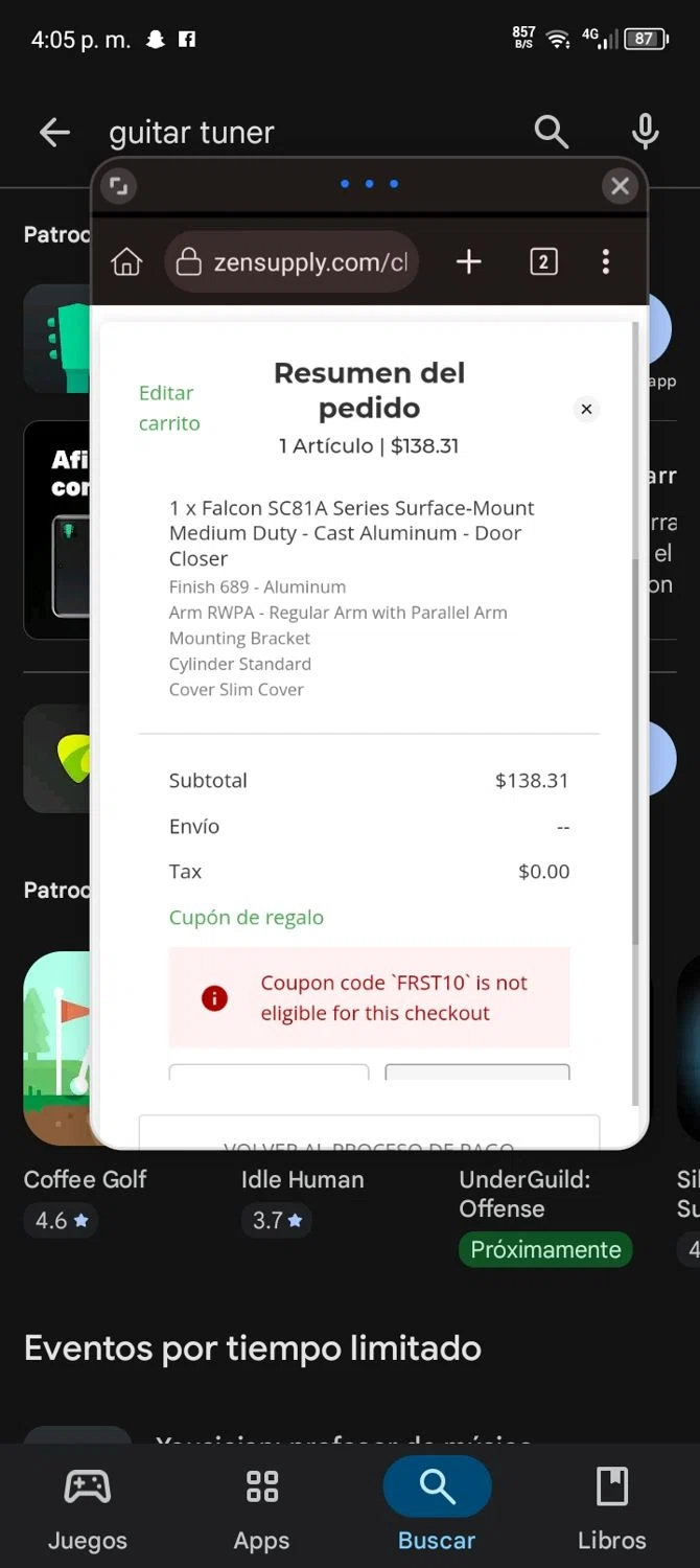 ZenSupply promo code screenshot showing code FRST10 applied at ZenSupply checkout page. Uploaded by SimplyCodes community member ScanExpert7367 on Nov 12, 2025