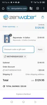 MOTHERSDAY2025 coupon verification screenshot