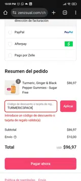 TURMERIC3PACK coupon verification screenshot