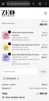 ZEO coupon verification screenshot